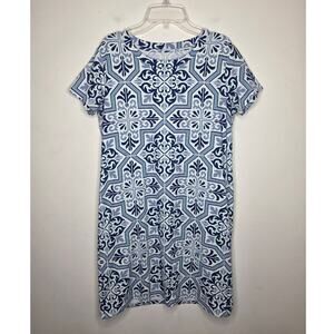 Southern Tide blue white medallion print shirt dress - small